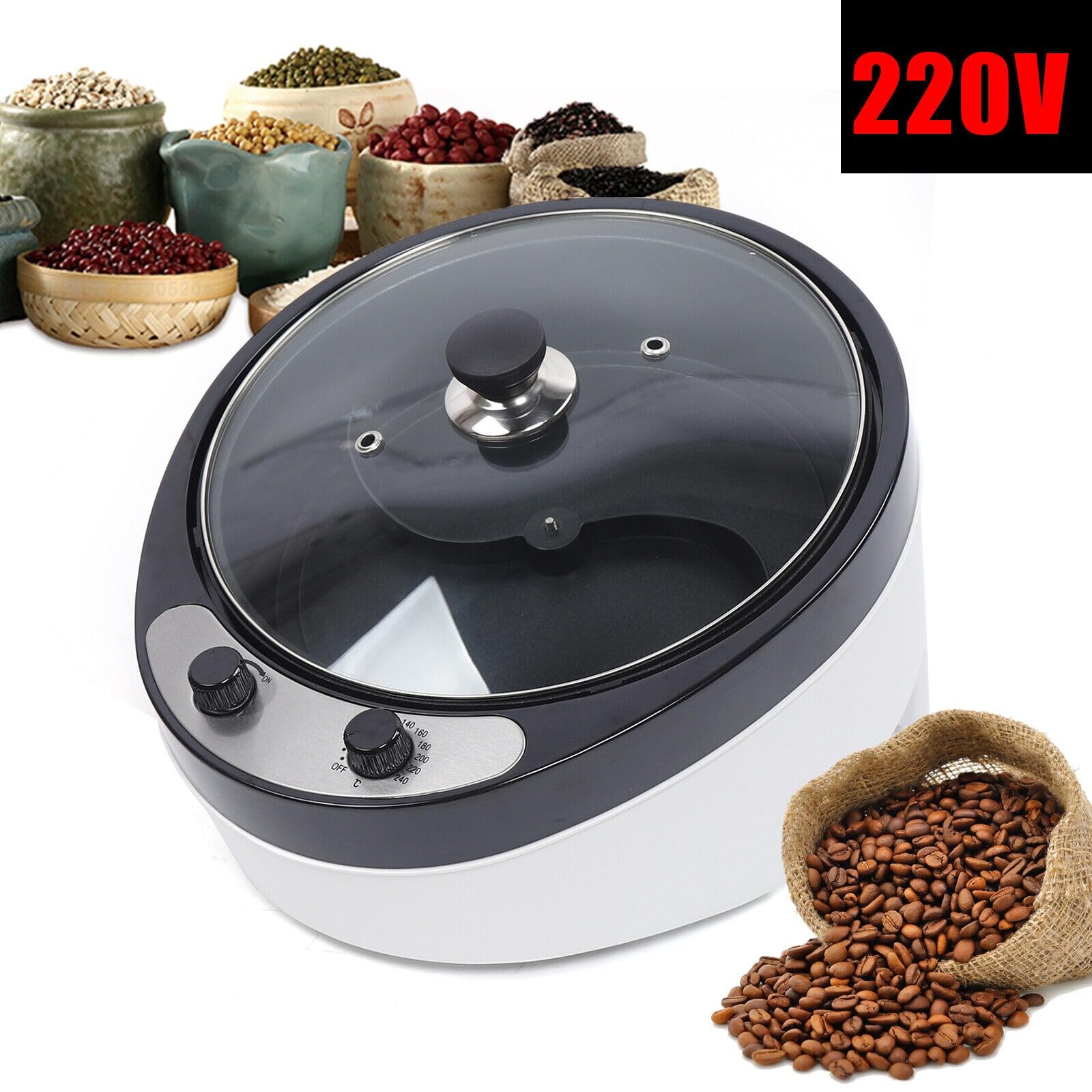 Baker Torréfacteur à café électrique 800 g 0-240 °C avec revêtement anti-adhésif 1200 W