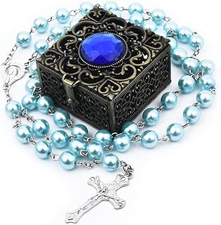 First Communion Rosarys for Girls and Boys, RosaryBeads Catholic for Men, Women, Rosary Necklace as Gifts for Mother, Grandmother, Elders