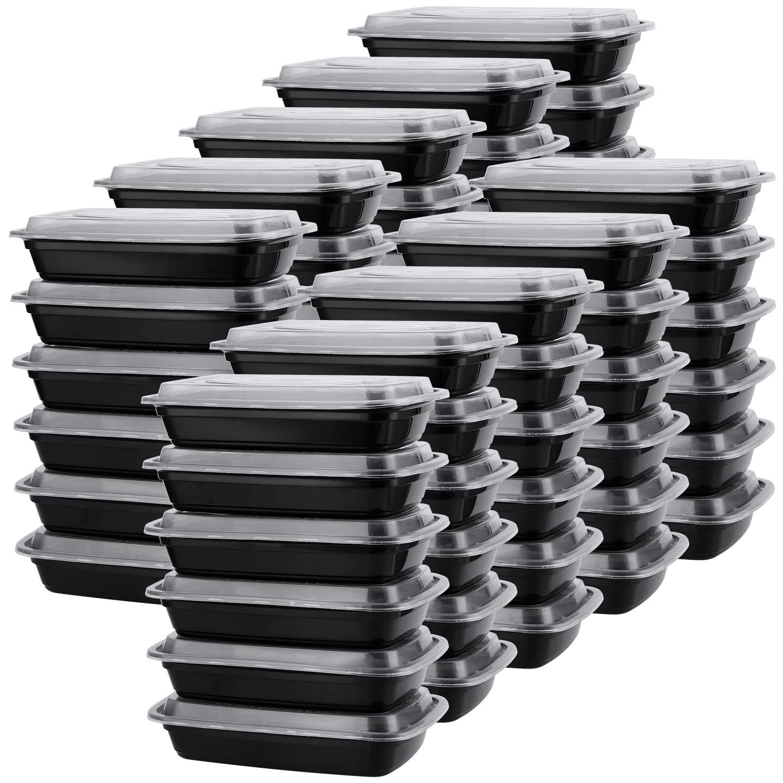 SINJEUN 60 Pack Plastic Meal Prep Containers with Lids, 750 ML BPA Free Reusable Meal Prep Containers, 1 Compartment Food Containers Stackable Storage Lunch Boxes, Microwave & Freezer Safe