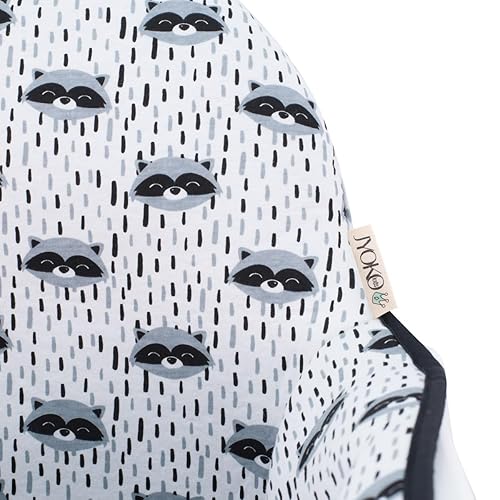 Miniatura 16 de JYOKO Cojín para silla alta infantil compatible con IKEA Antilop Made algodón 100% (estrella negra) Estrella negra,Raccoon,Cebra