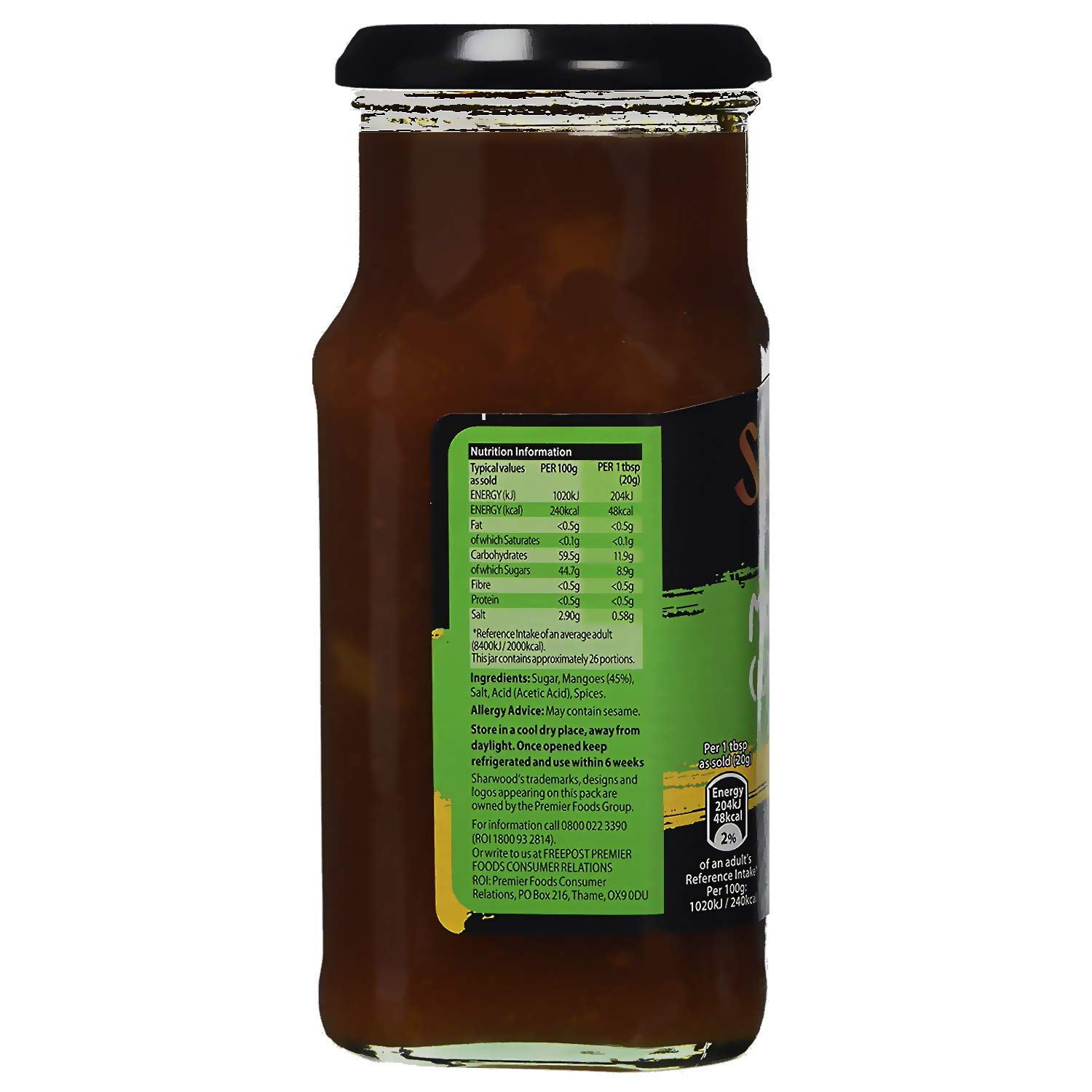 Sharwood's Mango Chutney Green Label 2x 360g (720 g) - authentisches indisches Chutney!