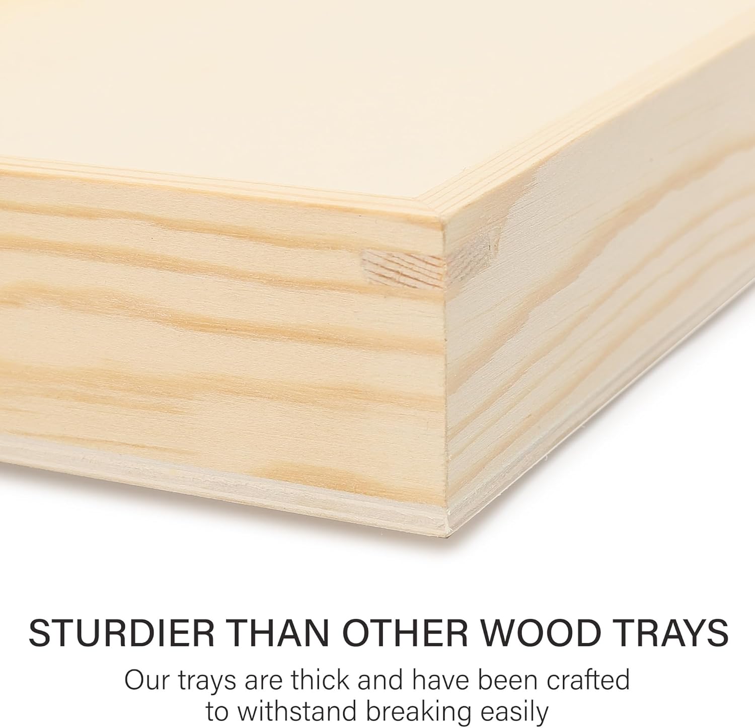 LotFancy Wooden Nested Serving Trays, Set of 5, Unfinished Natural Wood Trays with Handles, for Craft and Decor, Food Organizer for Breakfast, Lunch, Dinner - Image 3