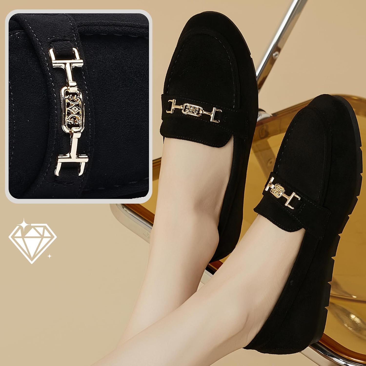 DeYashopin Women's Loafer Shoes Leisure Slip On Work Shoes Comfort Walking Flats - Image 4