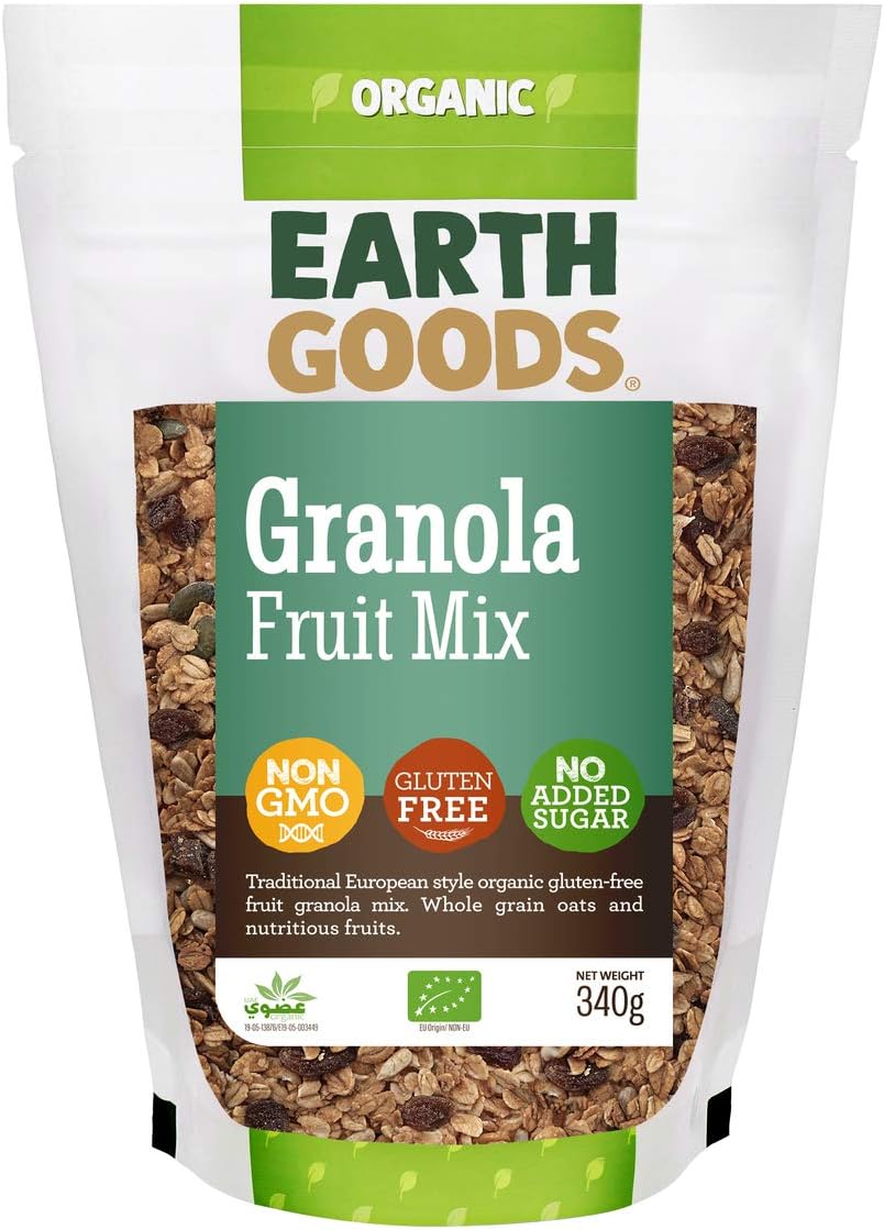 Earth Goods Organic Gluten-Free Fruit Granola Mix Non-Gmo, Gluten-Free, No Added Sugar 340G
