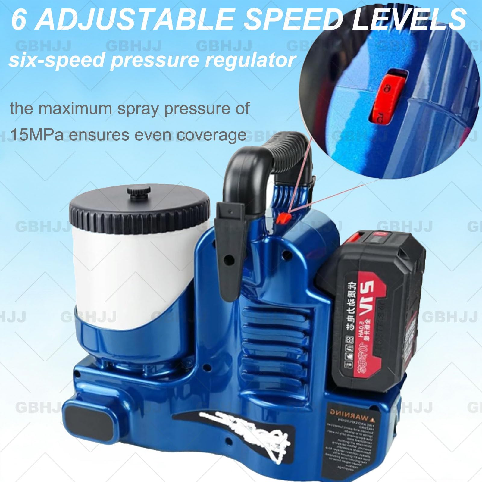 Pulverizador de Pintura PortáTil Sin Aire de 1,2 litros, 500 W, BateríA de Litio de 21 V, 6 Velocidades Ajustables, para Un Acabado Uniforme, Cercas de JardíN y PequeñAs Reformas