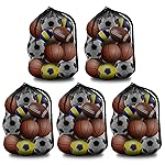 BROTOU Extra Large Sports Ball Bag Mesh, Basketball Bags Team Balls, Adjustable Shoulder Strap, Ball Bags for Holding Soccer, Football, Volleyball, Swimming Gear (30 x 40) (5PCS)