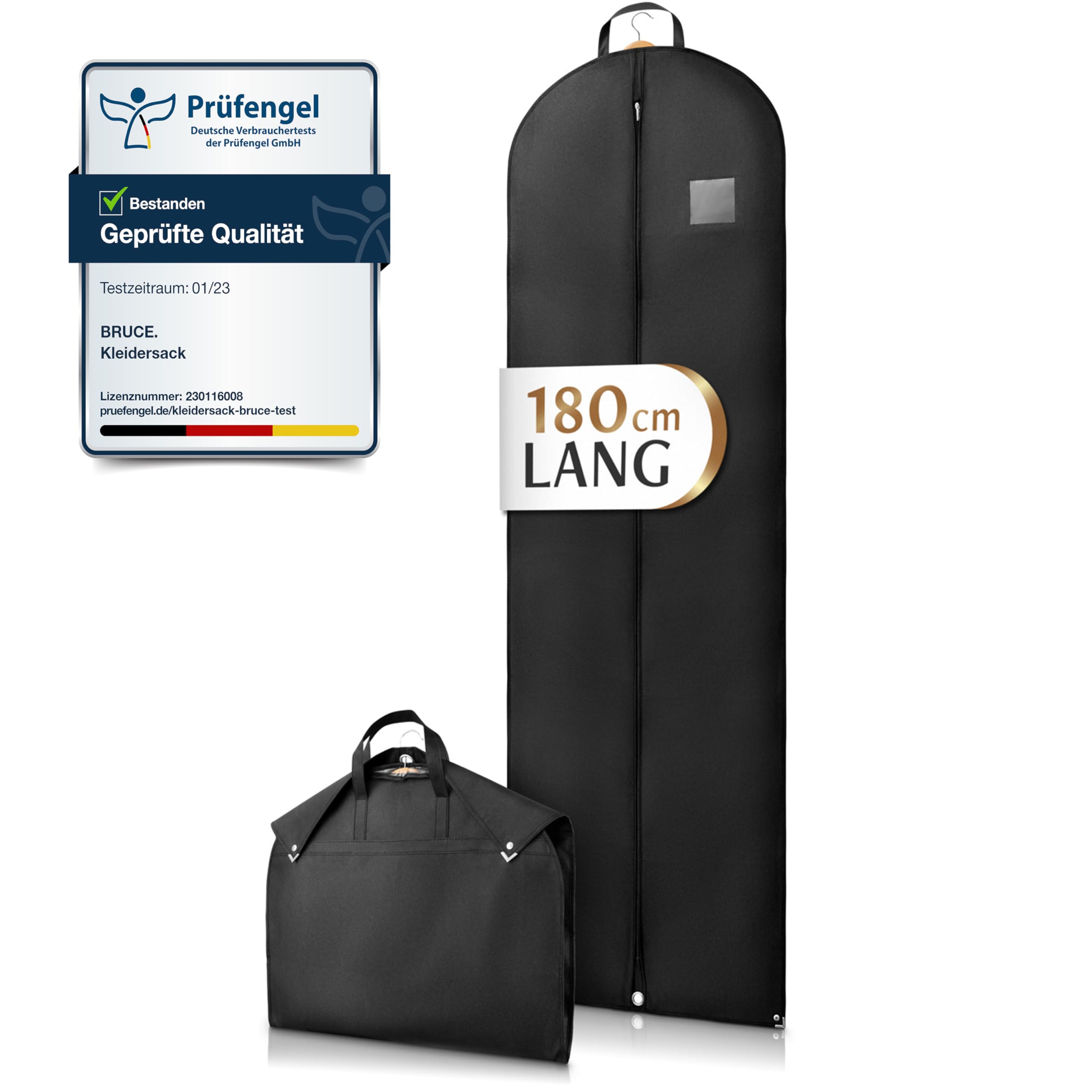Bruce.® Premium Garment Bags 180x60cm, Breathable Clothes Covers for Coats, Jackets, Dresses & Suits, Durable Travel Suit Carrier Bag, Moth-Proof Suit Protector for Wardrobe Storage