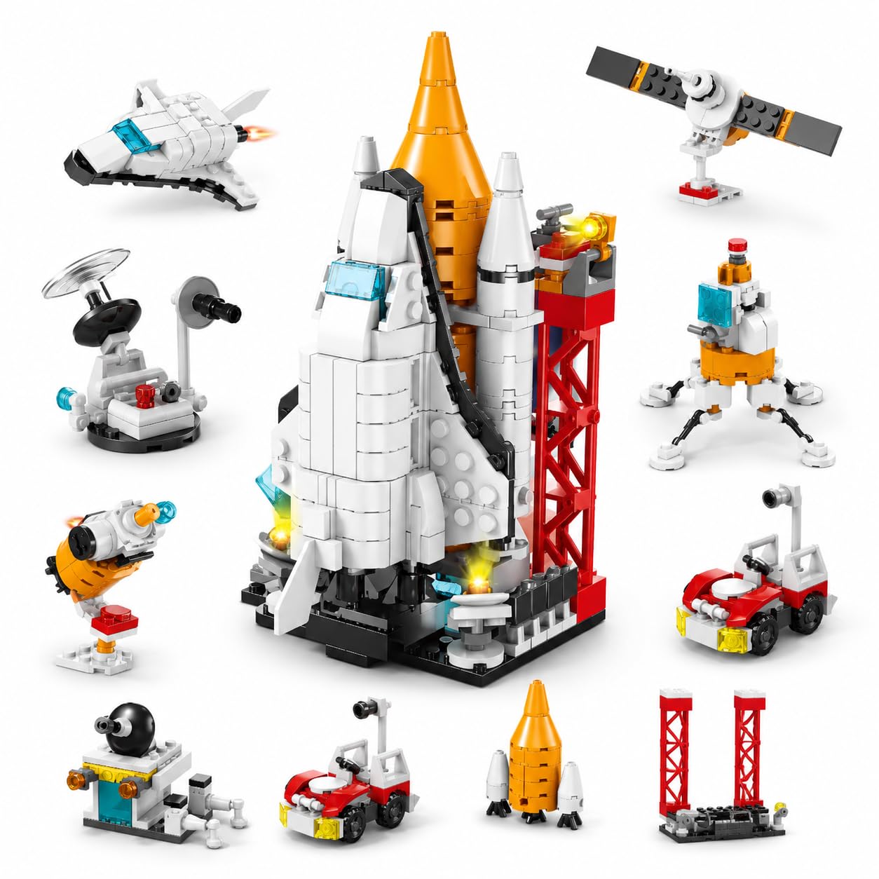 SKY LINE OCEAN 8-in-1 Spaceship Building Block Set, 319+ PCS Spacecraft Construction Kit, STEM Educational Toy for Kids, Creative Rebuild Play Set, 5-Year Structural Warranty-image-31