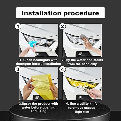 Miniatura 5 de Membrana de luz amarilla de 12 x 48 pulgadas para faros delanteros de automóvil, luz trasera, lámpara antiniebla, película protectora de embalaje de