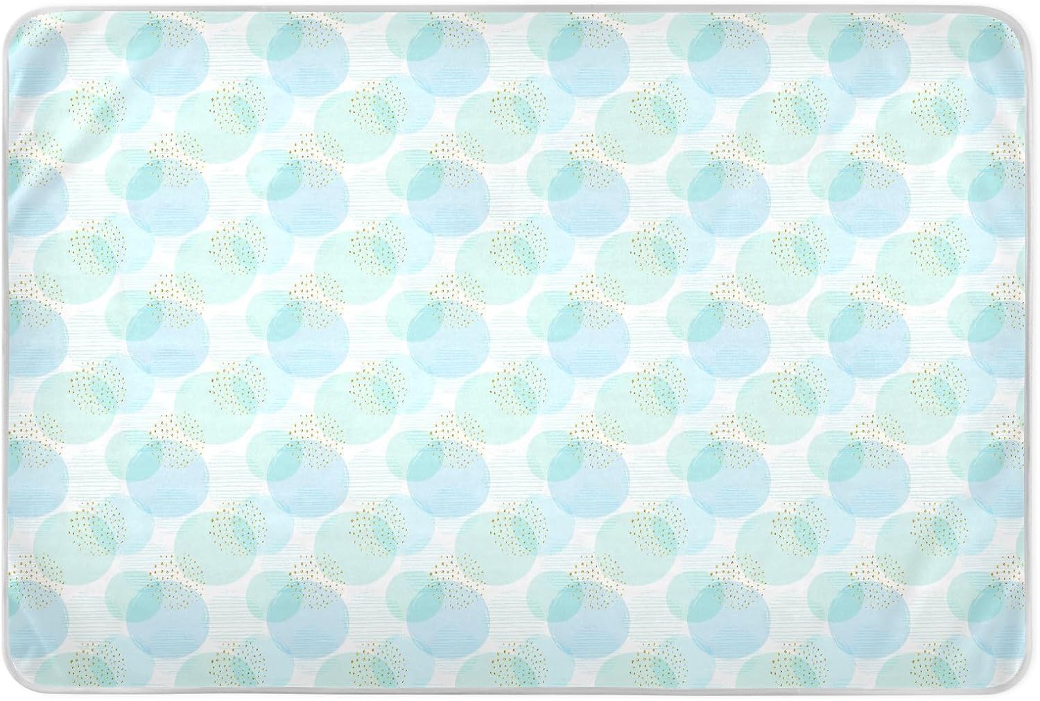 Pastel Blue Circles Dots Extra Large Resuable Toddler Mattress Pads Waterproof Washable Toddler Bed Pee Pads Slip-Resistant Travel Mattress for Infant Baby , 52" L x 34" W