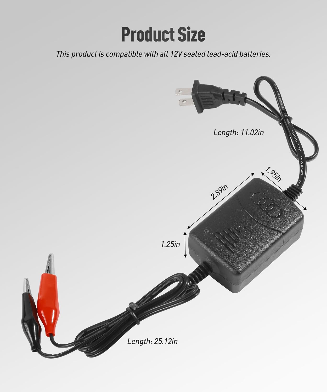 12v Battery Charger,Car Accessories Universal Sealed Lead Acid Battery Charger,Automatic Car Charger Maintainer,Automotive Replacement,Suitable for Motorcycle,Cars,ATVs and Lawn Mowers