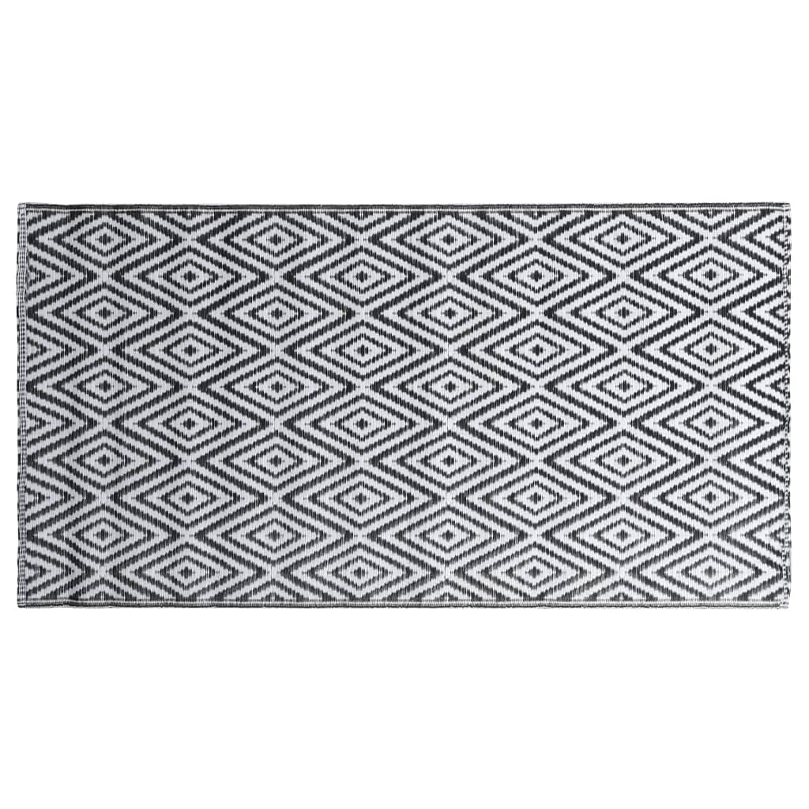 LAPOOH Tappeto da Esterni Bianco e Nero 160x230 cm in PP,Tappeto da Esterno Lavabile,Resistente alle Intemperie e ai Raggi UV,per Balcone,Terrazza(SPU:310430)