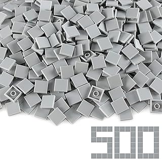 Feleph Light Bluish Gray 2Ã—2 Tile Ã—500 Parts and Pieces Flat Bricks, Bulk Building Blocks for Smooth Surface Wall Floor, Toy Accessories Compatible with Major Brands