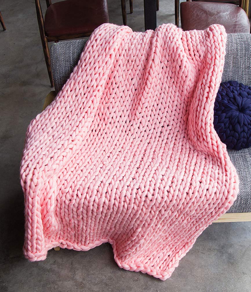 YIYIDAMerino Wool Blanket Chunky Knit Photo Props Blanket Thick Yarn Throw Sofa Bed Home Deco Gift 80x100cm