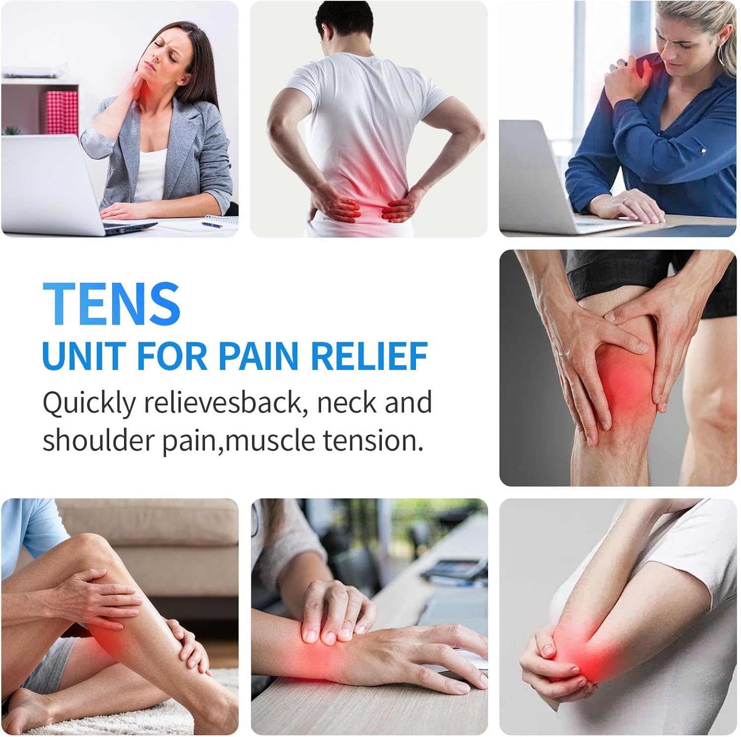 TENS Unit Muscle Stimulator, 3-in-1 28 Modes TENS EMS Massage Machine, Dual Channel with 8 Electrodes and Storage Bag, Portable Pain Relief Machine for Back, Neck, and Muscle Recovery - Image 3