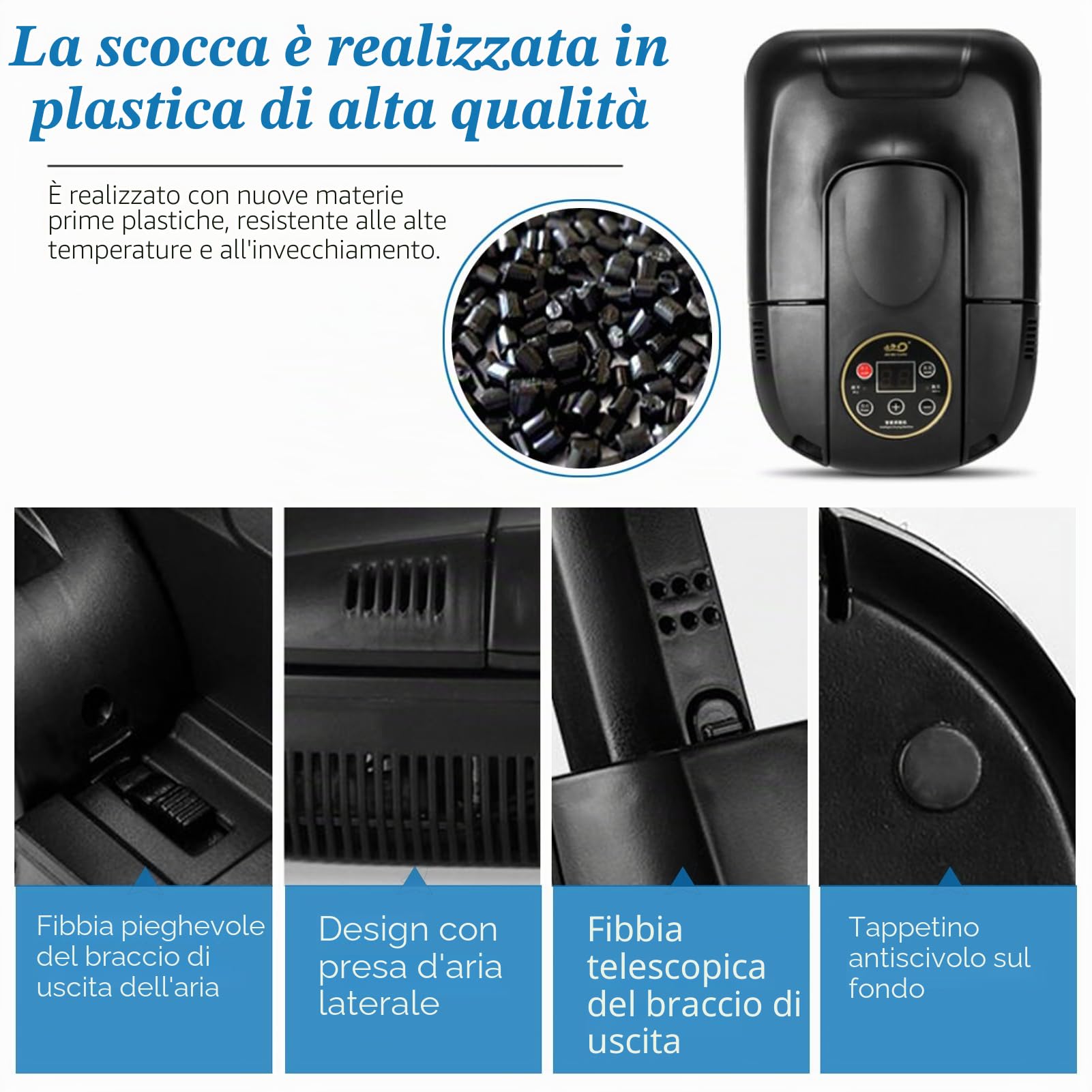 Sterilizzatore elettrico Asciuga-scarpe stivali e ozono deodorante scarpe | + asciugacapelli con funzione di controllo e timer digitale (Model g-s6629b), Black