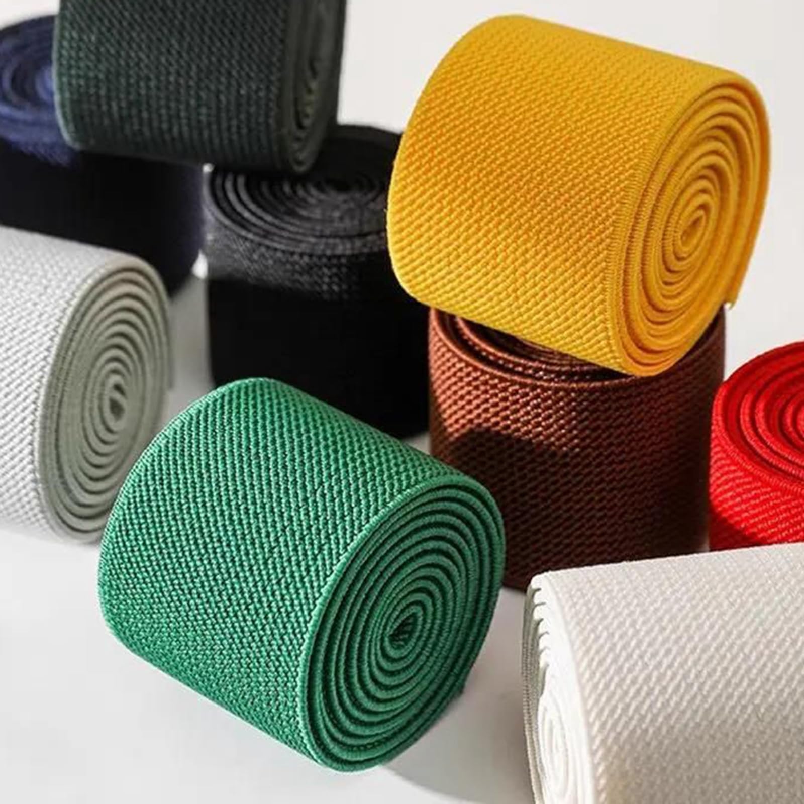Fasce Elastiche Larghe e Piatte 5 Metri di fettuccia di Nylon Colorata da 10 a 50 mm, for Abbigliamento, Accessori for Cucire Fai da Te, Rosso, 10 mm(Green,10mm)