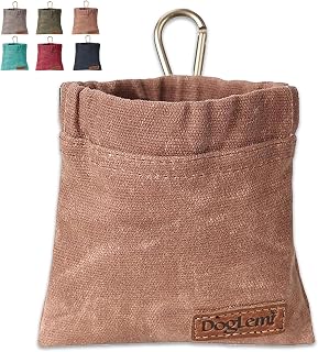 Dog Treat Bag, Puppy Dog Training Pouch Hands-Free Training Dog Treat Pouch, Includes Carabiner, for Pet Puppy Travel or Outdoor Use (Brown)
