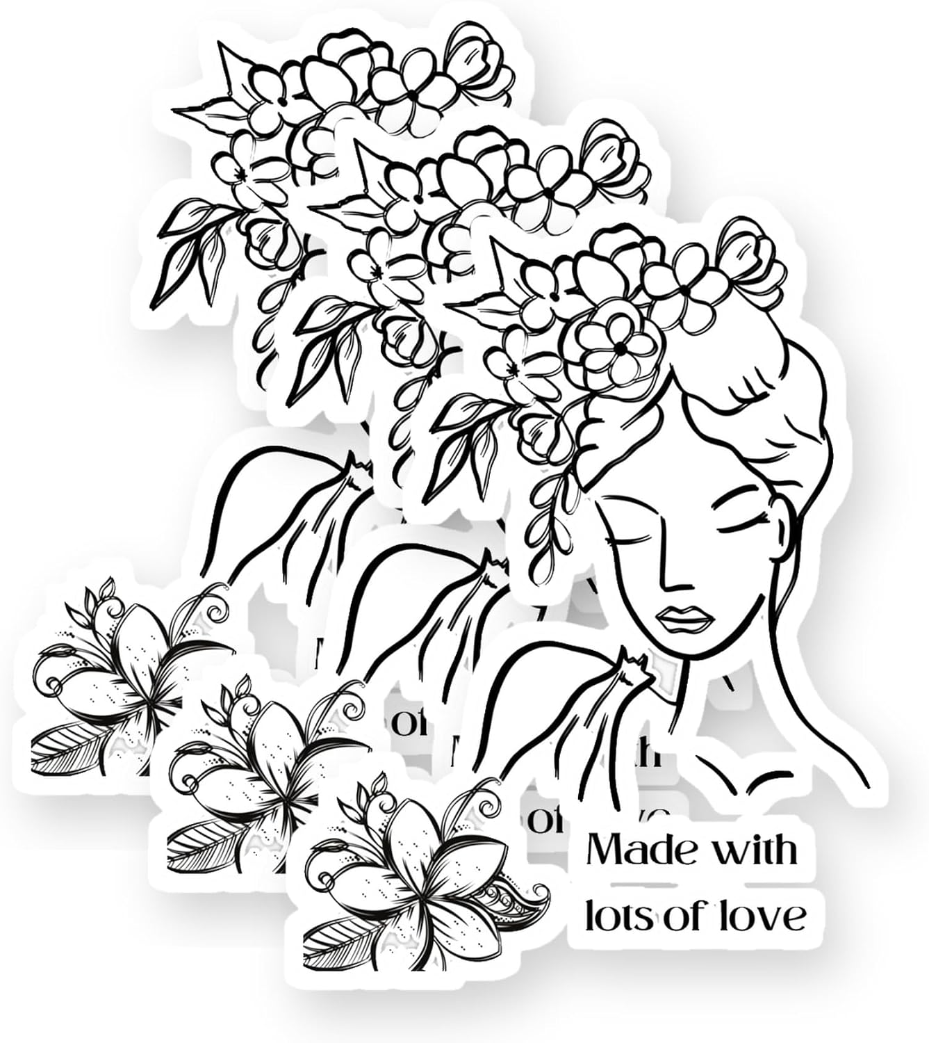 Made with Lots of Love White Vinyl Stickers 3 Pack 3 Inch