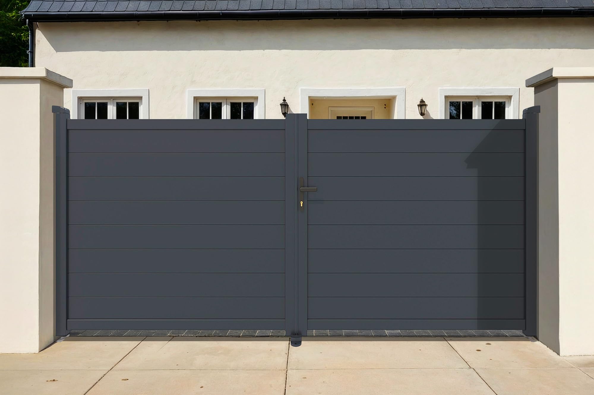 Casanoov Portail battant 3m EIGER H.140cm aluminium gris