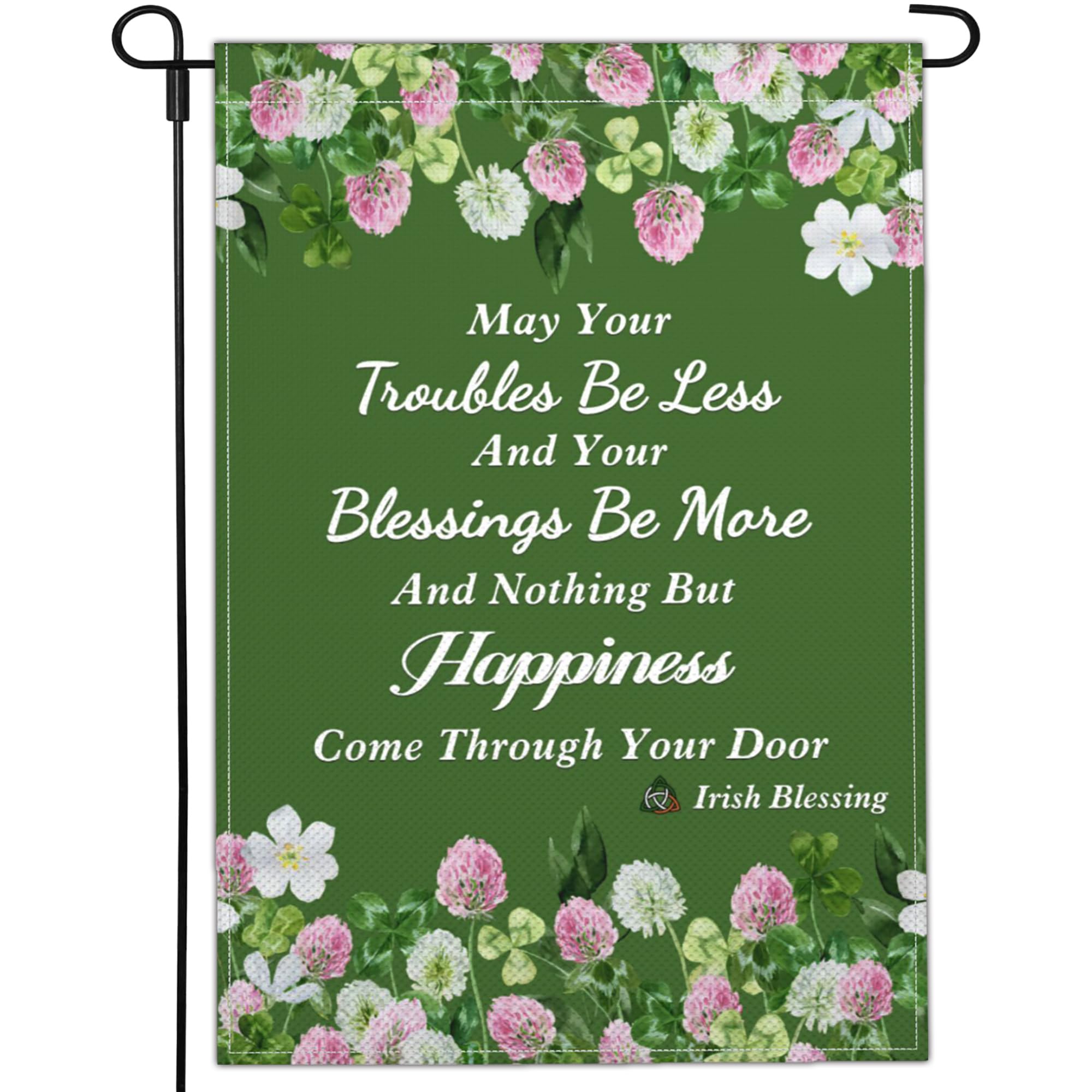 Shuitouk St Patricks Day Garden Flag 12×18 Inch Double Sided Happy St Patrick's Day Yard Garden Flags for Outside Shamrock Lucky Irish Blessing Garden