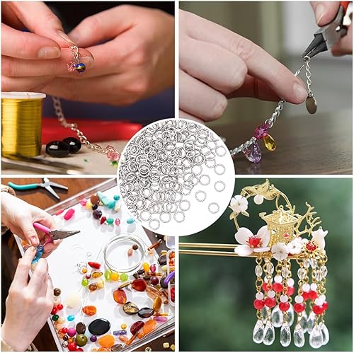 Miniatura 5 de UNICRAFTALE 300 anillos de salto abiertos de acero inoxidable 304 de 0.236 pulgadas, anillos redondos trenzados para hacer joyas, manualidades,