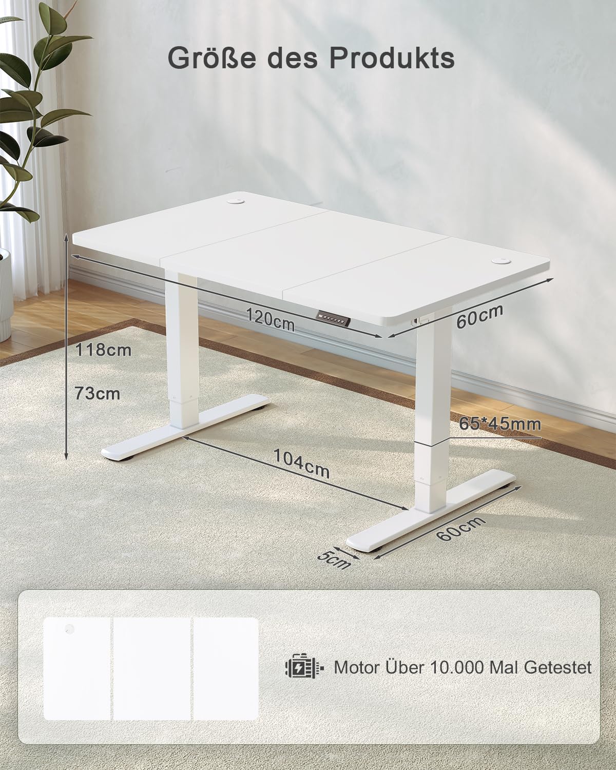 JUMMICO Höhenverstellbarer Schreibtisch Elektrisch 120 x 60 cm Steh-Sitz Tisch Standing Desk Weiß