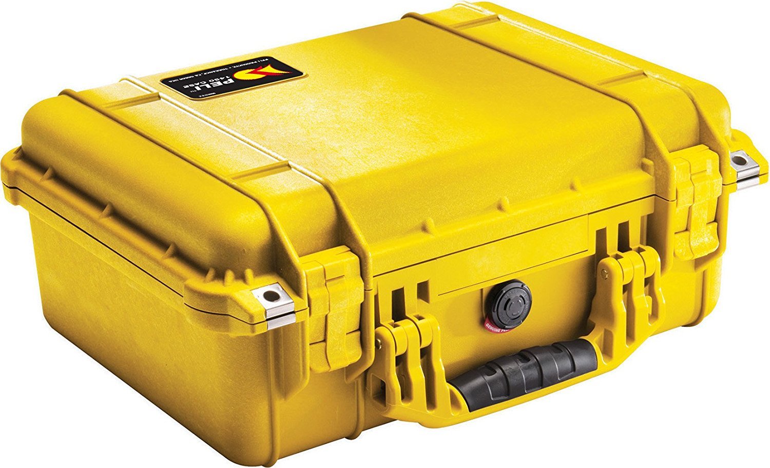 PELI 1450 Valigia Protettiva Impermeabile per Fotocamere DSLR e droni, Grado di Protezione IP67, Capacità di 15L, Prodotto in Germania, Senza Schiuma, Colore Giallo