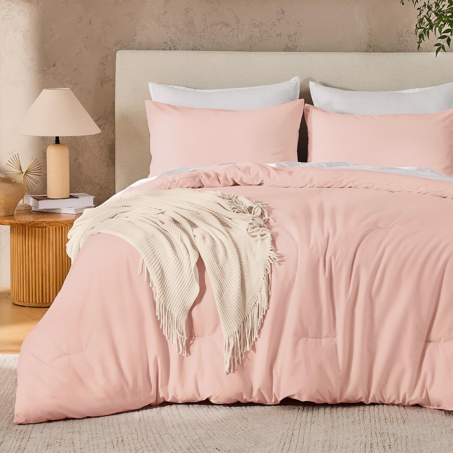 Edredón California King rosa reversible que soluciona la falta de abrigo y estilo