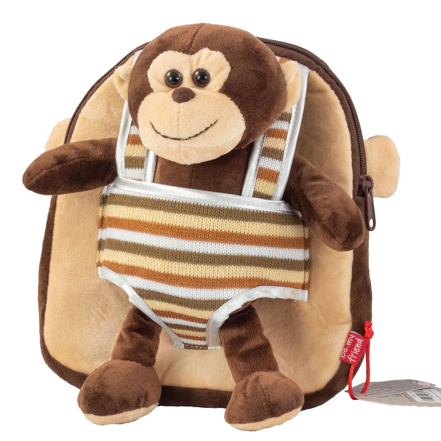 P:os – Mochila Infantil con Peluche extraíble Mono MAX, Azul, 24 x 20 x 30 cm, Mochila Infantil con Peluche, Fiambrera y Botella de Agua