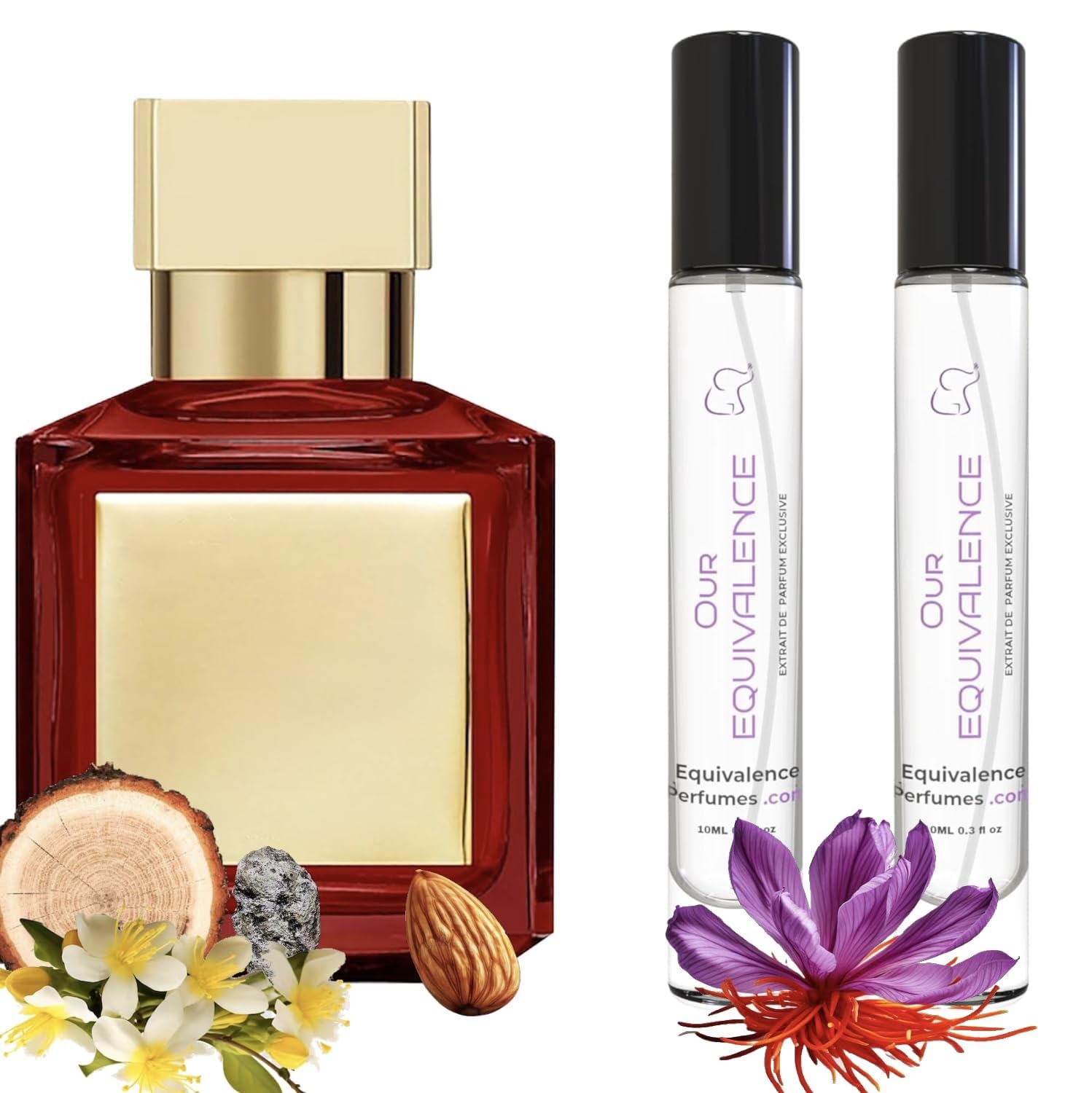 Equivalence Baccarrat 54O Extrait spray Perfume Oil – Long Lasting 12-14 Hour Unisex Fragrance – 99% Match to Original Designer Scent – 10 ml Travel Bottle (Pack of 2) - Large Bottle Not Included