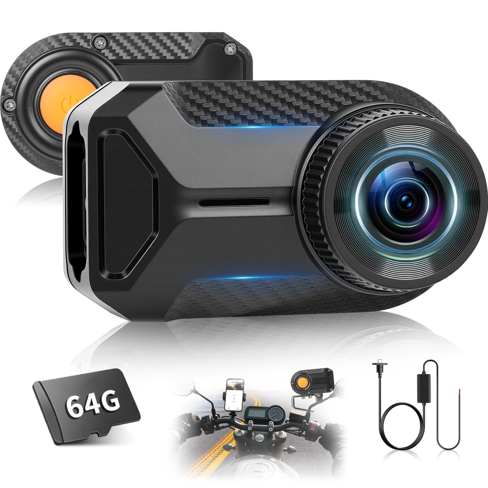 NHOPEEW Motorcycle Dash Cam 1080P/2K HD WiFi Mini Screenless Motorbike Driving Recorder, IP66 Waterproof Front Camera, Wide Angle, Loop Recording, App Control & Button Photo + 64G Memory Card-image-31