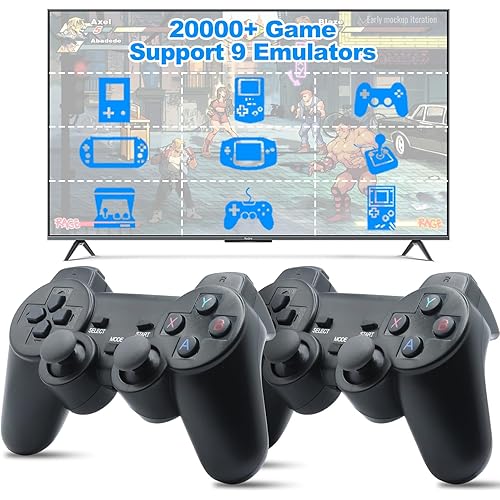 Wireless Retro Game Stick 20000+ Games, 4K HDMI Output 2.4G Wireless Premium Controllers, Revisit Classic Games with Built-in 9 Emulators