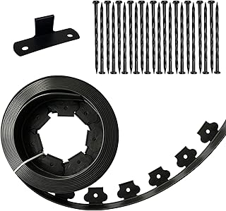 Landscape Edging Kit Black 20 ft Lawn Edging Include 20 Spikes, Plastic Garden Edging Border for Landscaping, Flower Garde...