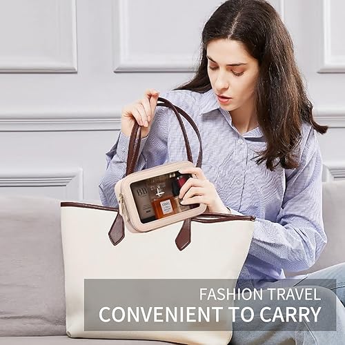 Miniatura 2 de Pinkmik Bolsa de maquillaje transparente, estuche de viaje portátil transparente para cosméticos, neceser de viaje transparente, bolsa de maquillaje