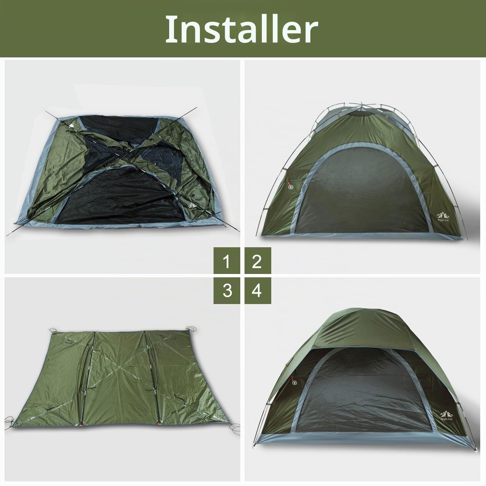 Night Cat Tente de Camping pour 1 2 Personne: Imperméable Tentes de Randonnée Installation Facile Poids Léger pour la Randonnée Arrière-Cour
