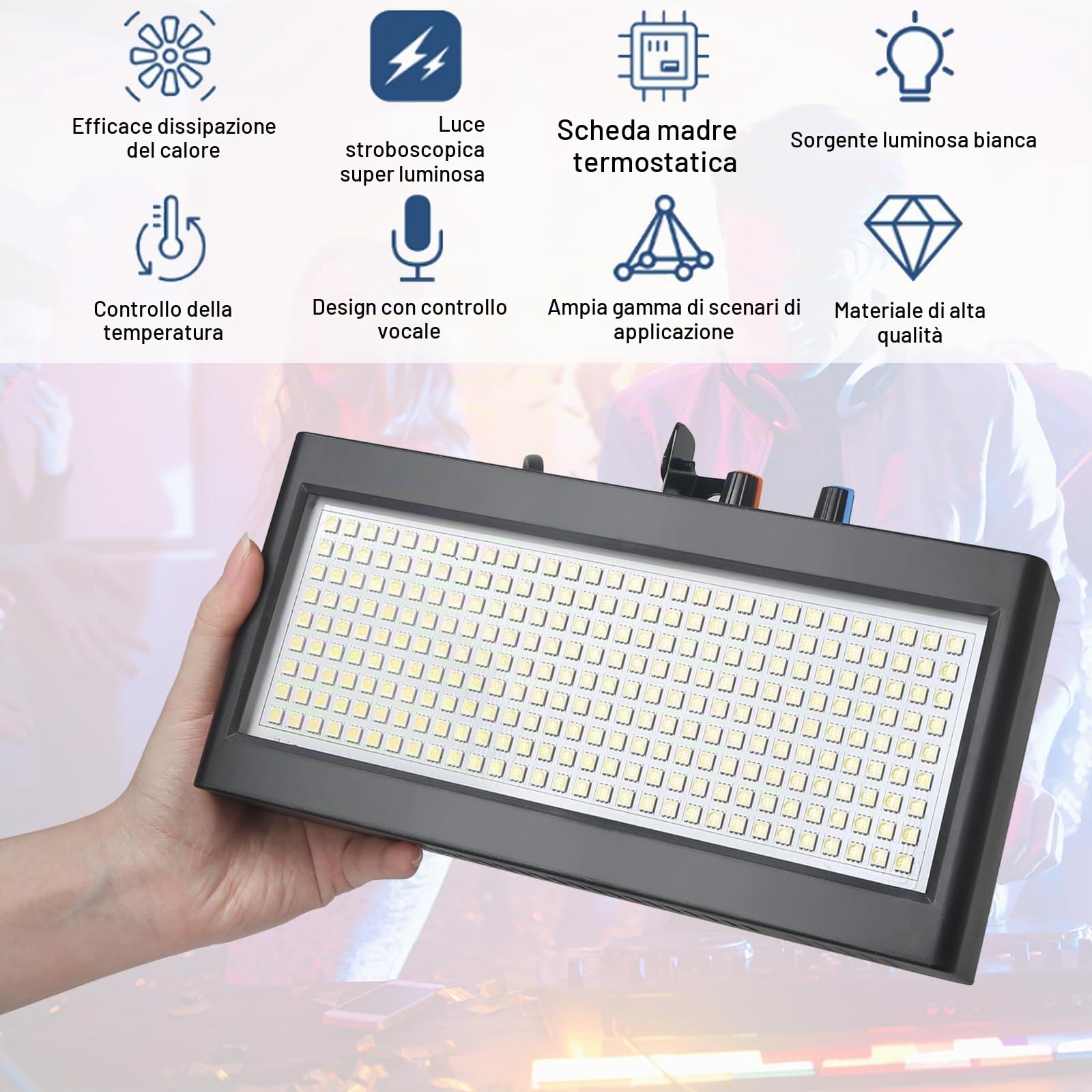 270 Led Strobo Discoteca Luce Stroboscopica Ritmo Musica per Casa, Mini Led Strobe Lights Faretto Stroboscopico Bianco per Parties, Lampada Stroboscopiche Luci Bianca ad Intermittenza Stroboscopi