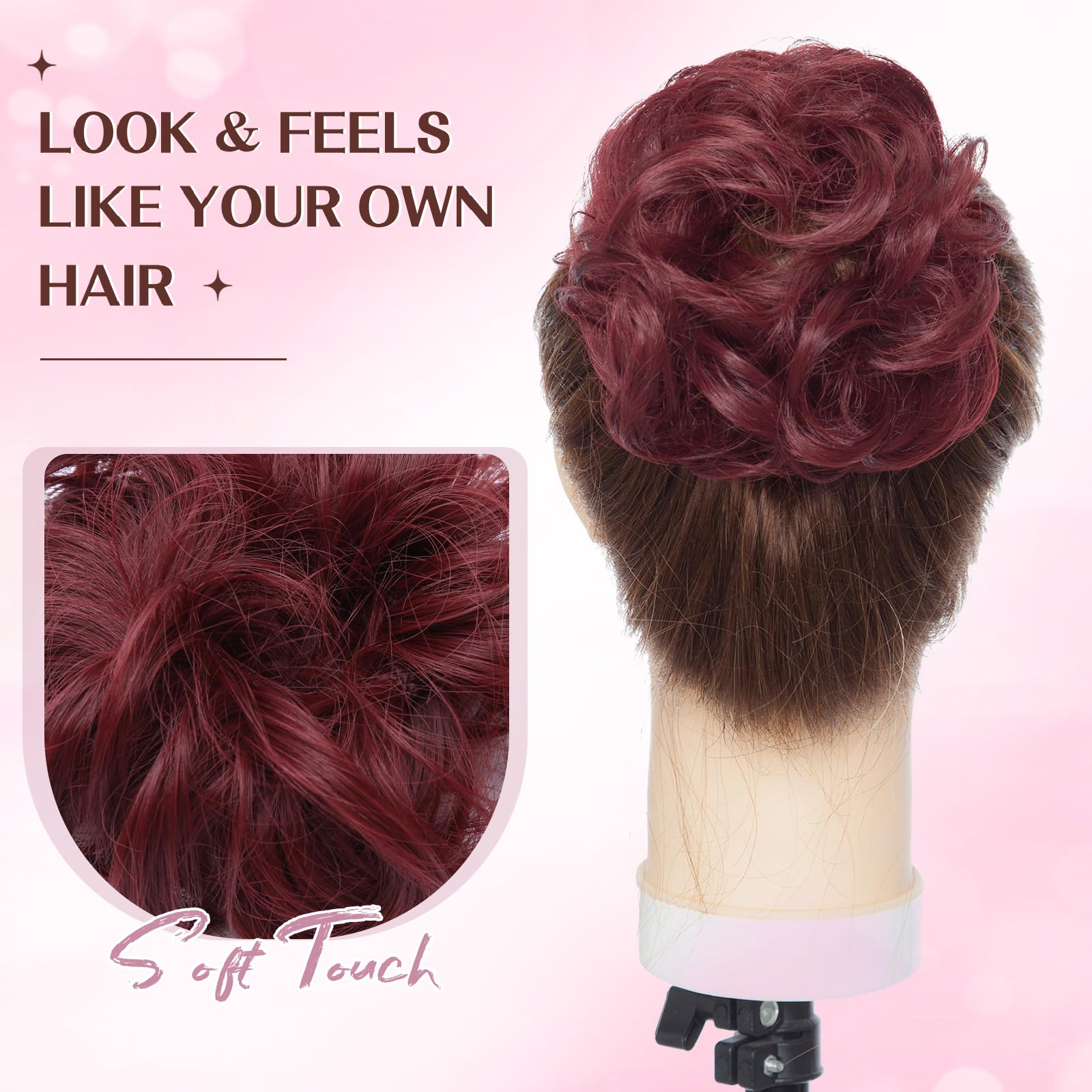 S-noilite Hairpiece with Elastic Band, Large Bun Hairpiece, Hair Extension, Wavy Curly - Image 4