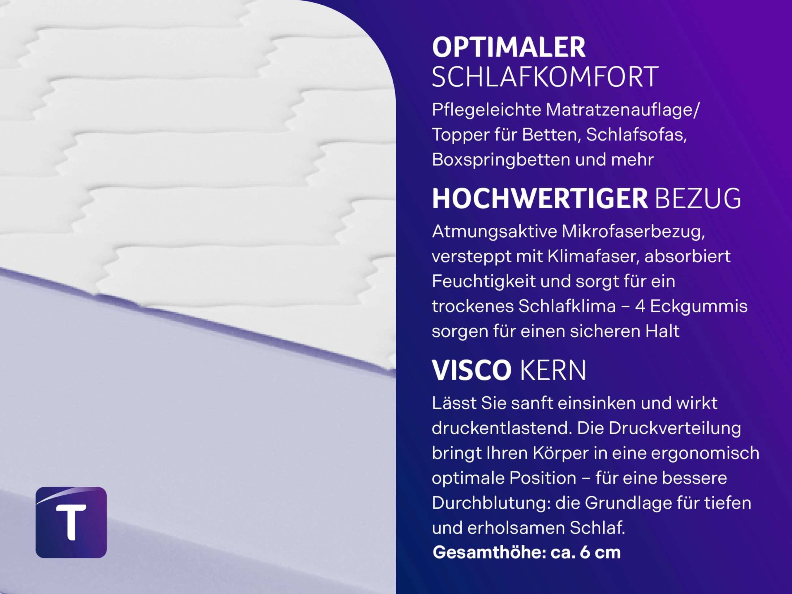 Traumnacht Visco-Matratzentopper Memory Foam 120x200 cm – Bild 3