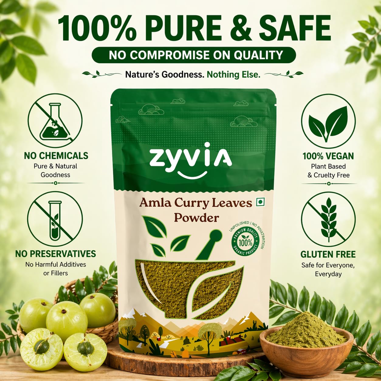 Natural Amla & Curry Leaf/leaves Powder | Plant-Based Superfood for Daily Nutrition & Hair Care | Organic, Vegan, Gluten-Free | No Preservatives | 200g Pack — Amazon image 8
