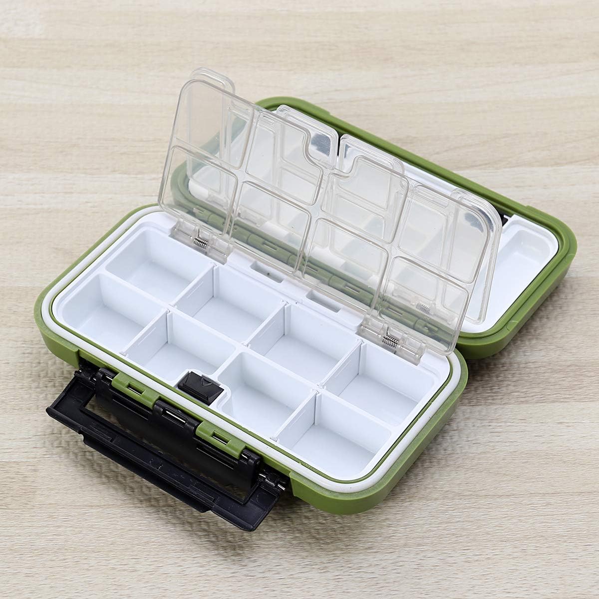 BESPORTBLE Waterproof Fishing Hooks Lures Baits Storage Box Case Fish Tackle Accessories (Green)