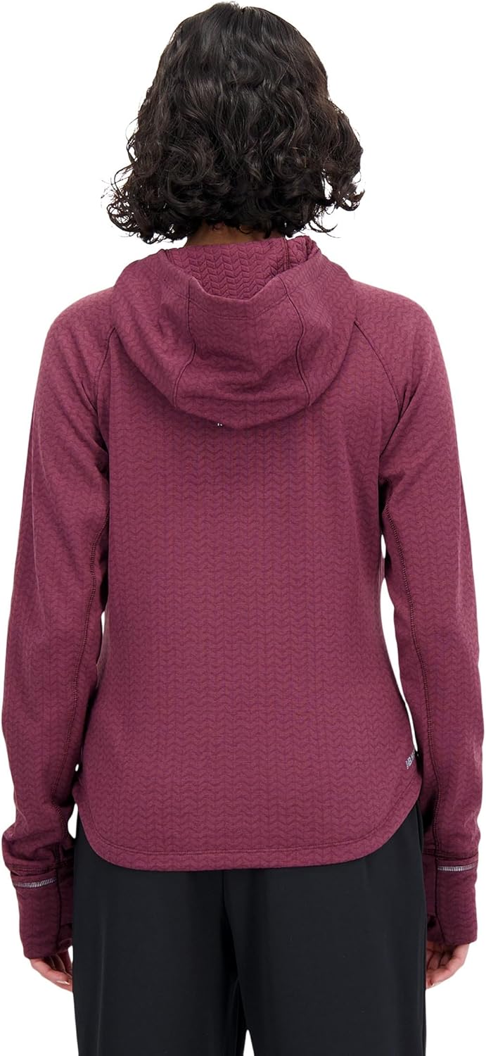 New Balance Women's NB Heat Grid Pullover Hoodie, Nb Burgundy Heather, Small