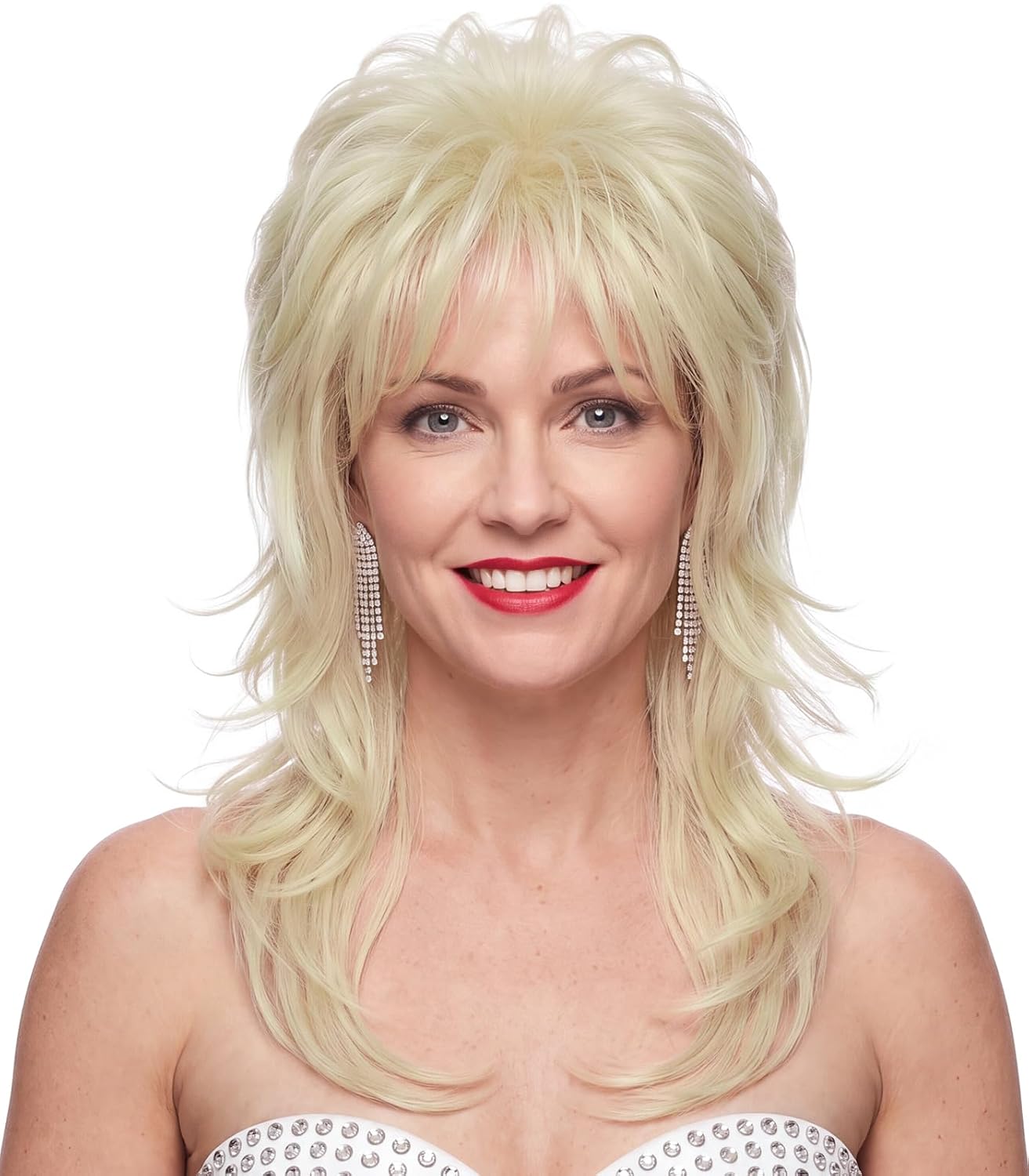 Yan Dream 70s 80s Long Blonde Beehive Costume Wig Women Bouffant Curly Wig