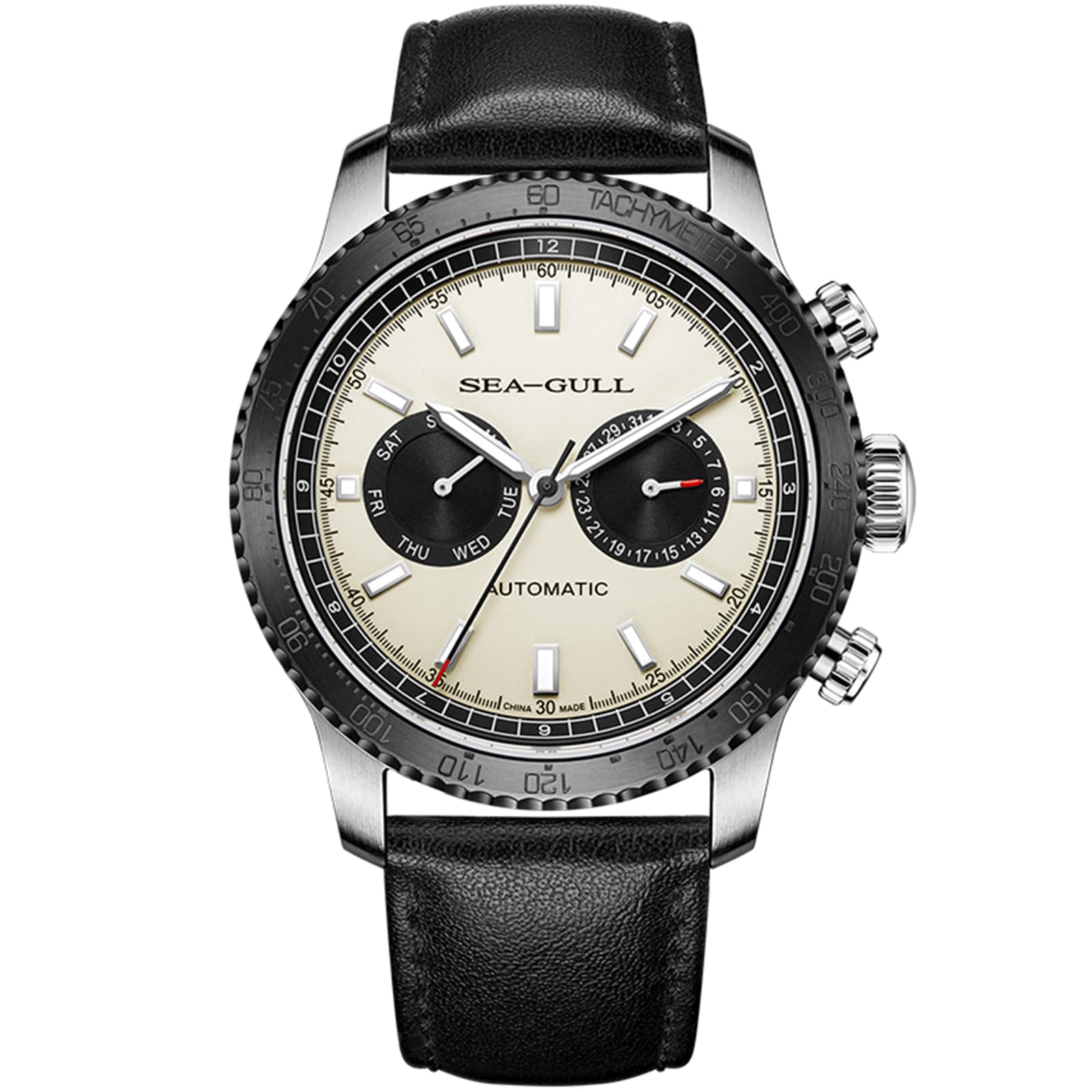 SEA-GULL Orologio meccanico da uomo, GMT Dual Calendar Panda Eye, orologio da polso automatico, Seagull ST2502, tachimetro, luminoso, 6177