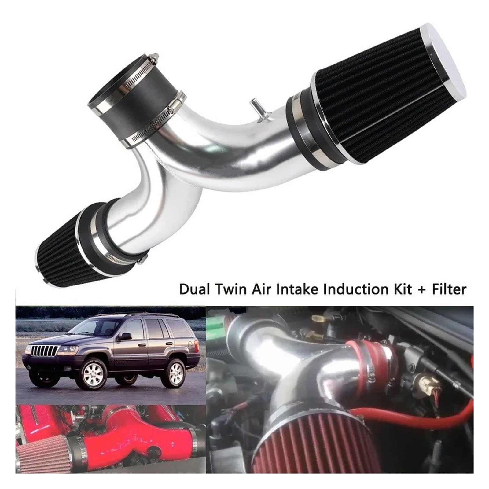 Para Dodge Para Durango Para Dakota Kit De Inducción Entrada Aire Tubo Doble Aluminio Toma Aire Coche