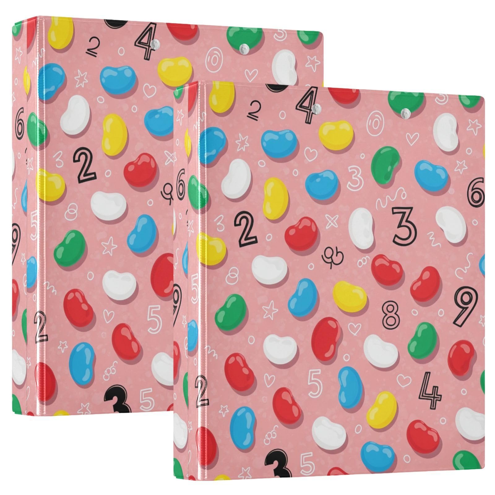 Carpeta de 3 anillos, carpeta colorida de anillos en D rosa caprichoso, paquete de 2 | Con portapapeles y bolsillos, para escuela, universidad, oficina