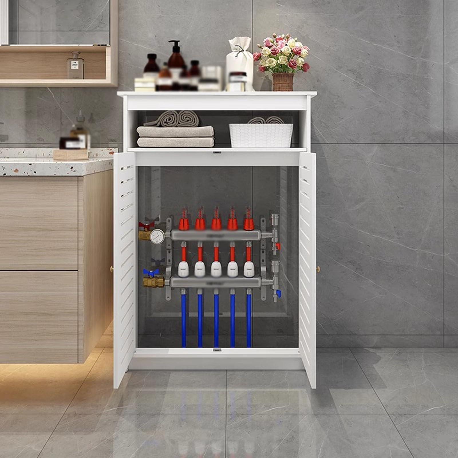 Cubierta De Radiador, Cubre Radiador De Madera, Cobertura para Radiadors con Puerta,Mueble Estante De Pared para Radiador con Cajón,Tapa Radiadores Calefaccion per Soggiorno(L50xH90xT20cm)