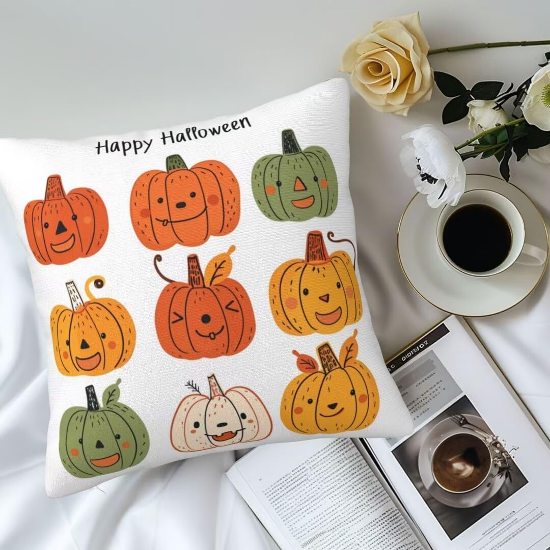 Juego de 2 Fundas Cojines 60x60 cm Funda Cojin Dibujos animados, Calabaza Cojines Sofa Funda de Almohada Lumbar Cojines Cama Decorativos a Doble Cara para Silla Dormitorio Decoracion Habitacion -xh107
