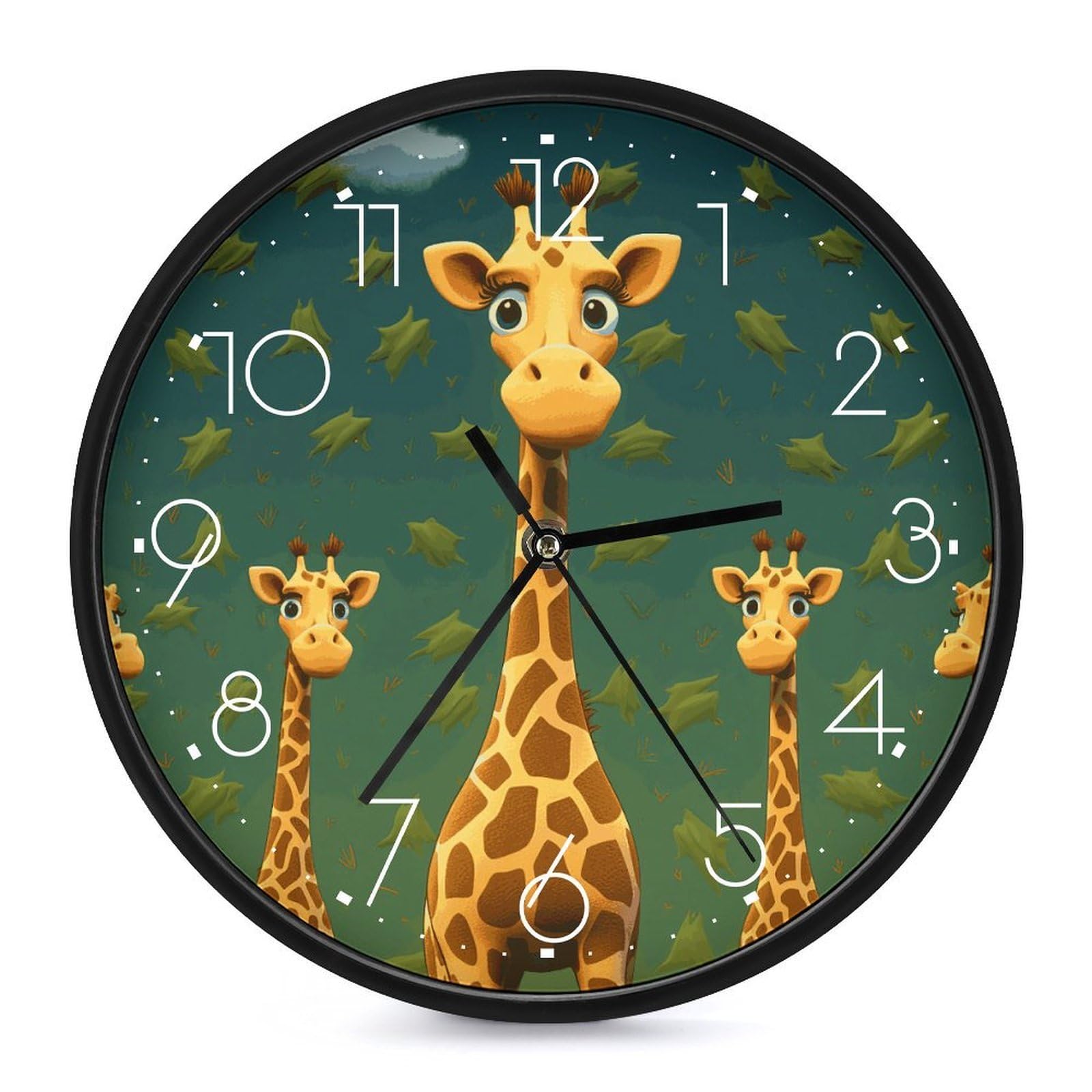 Horloge murale girafe silencieuse pour décorer la chambre de bébé