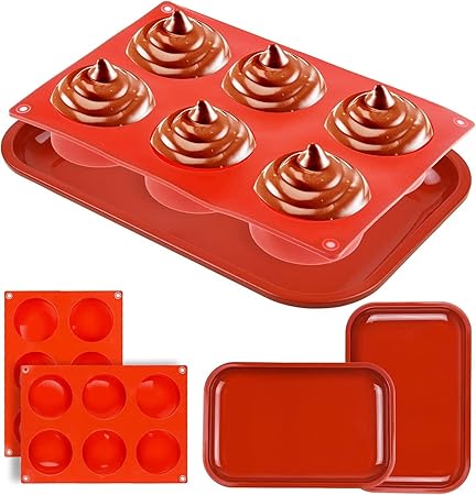 Round Silicone Molds for Chocolate, Candy, Oreo Cookie, Jello, Resin, Soap, and More - 4-Piece Set with 2 Cylinder Cookie Mold and 2 Support Trays - 6 Cavity Mold, 2